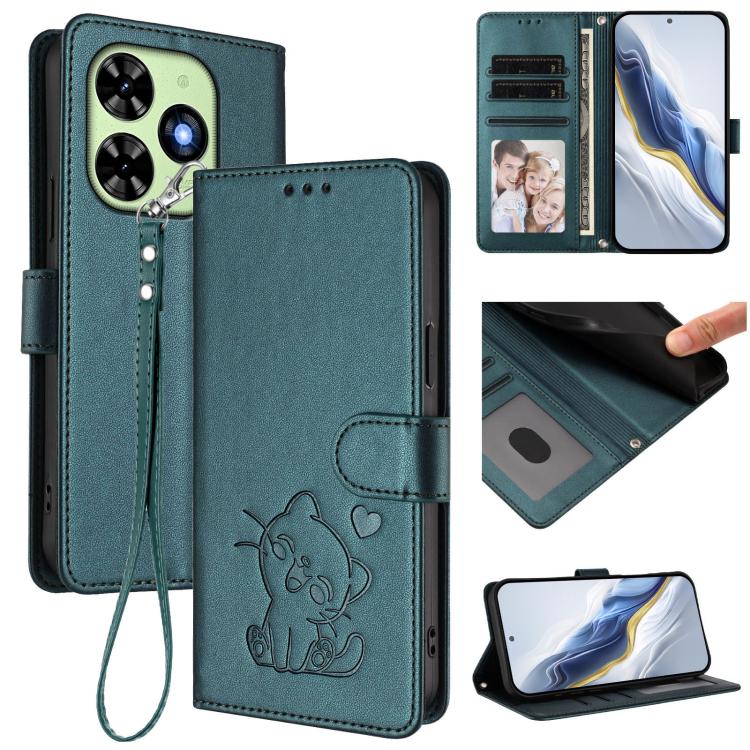 Embossed Heart Cat Leather Phone Case with Hand Strap, For Tecno Camon 50 Pro 4G, For Tecno Camon 50 4G, For Tecno Spark Go 2024 4G / 20C 4G, For Tecno Spark 40C, For Tecno Pova 7 Pro 5G, For Tecno Pova 7 5G 2025, For Tecno Spark 40 Pro+ 4G            ...