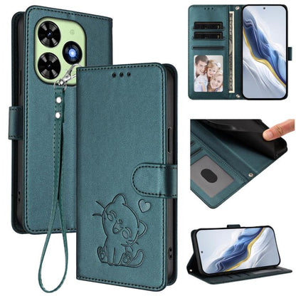 Embossed Heart Cat Leather Phone Case with Hand Strap, For Tecno Camon 50 Pro 4G, For Tecno Camon 50 4G, For Tecno Spark Go 2024 4G / 20C 4G, For Tecno Spark 40C, For Tecno Pova 7 Pro 5G, For Tecno Pova 7 5G 2025, For Tecno Spark 40 Pro+ 4G            ...