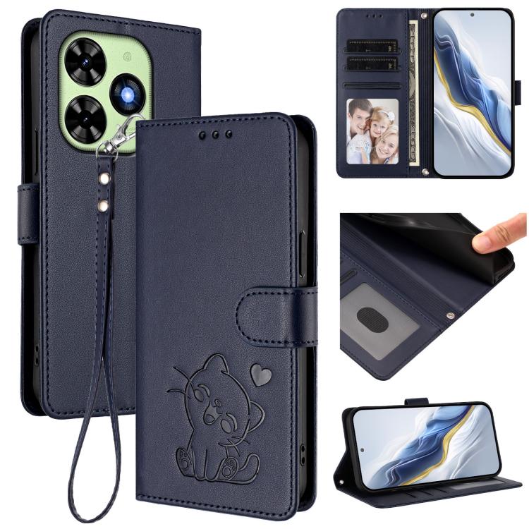 Embossed Heart Cat Leather Phone Case with Hand Strap, For Tecno Camon 50 Pro 4G, For Tecno Camon 50 4G, For Tecno Spark Go 2024 4G / 20C 4G, For Tecno Spark 40C, For Tecno Pova 7 Pro 5G, For Tecno Pova 7 5G 2025, For Tecno Spark 40 Pro+ 4G            ...