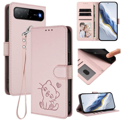 Embossed Heart Cat Leather Phone Case with Hand Strap, For Tecno Spark 30 5G / Pova 6 Neo 5G, For Tecno Spark 30 Pro 4G, For Tecno Spark 30 4G, For Tecno Spark Go 5G 2025 / Hot 60i 5G, For Tecno Spark 30C 4G, For Tecno Spark 20 Pro 5G                  ...