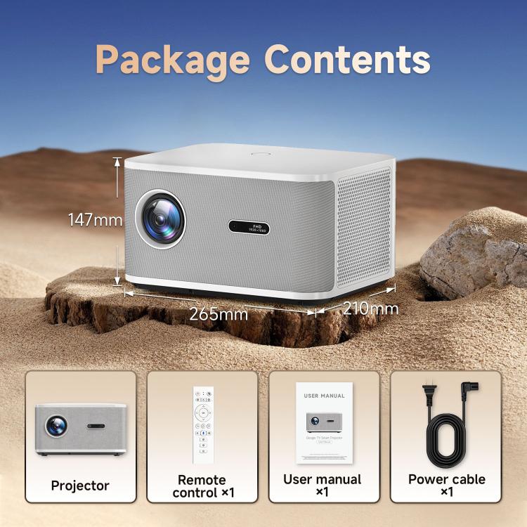 WOWOTO WWT-BL06E Android 9.0 4.45 inch LCD Display 1920x1080P 1000ANSI Smart Projector