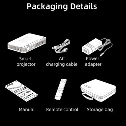 WOWOTO WWT-T10 Android 9.0 DLP 1920x1080P HD 350-400ANSI Smart Projector, WWT-T10