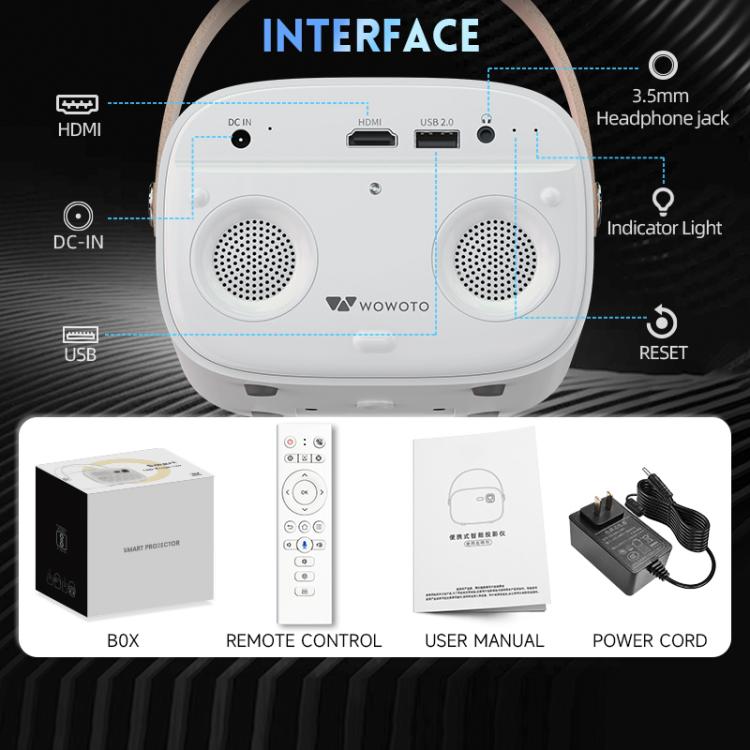WOWOTO WWT-M8 Android 9 DLP 1920x1080P HD 300ANSI Smart Projector