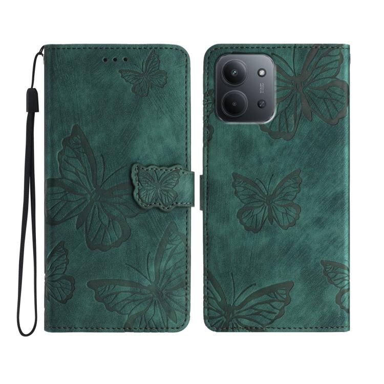 Skin-feel Embossed Butterfly Leather Phone Case, For Redmi K90 Pro Max / Poco F8 Ultra, For Redmi K90 / Poco F8 Pro, For Redmi 15C 5G / 4G EU 173mm, For Redmi 15 5G / 4G EU 171mm, For Redmi 15C 5G / 4G Global 171mm