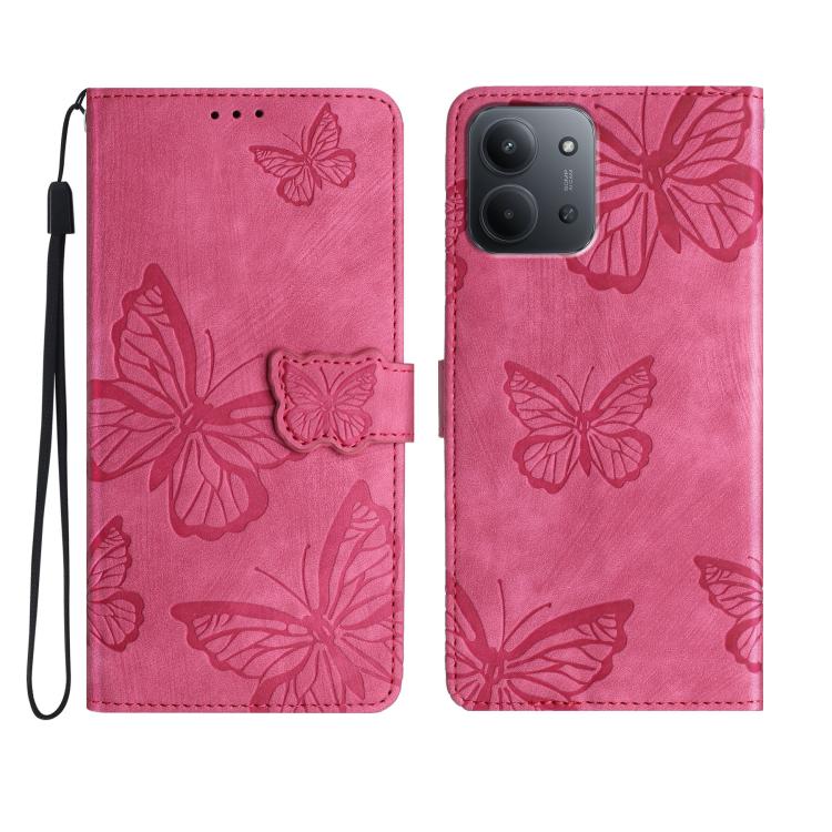 Skin-feel Embossed Butterfly Leather Phone Case, For Redmi K90 Pro Max / Poco F8 Ultra, For Redmi K90 / Poco F8 Pro, For Redmi 15C 5G / 4G EU 173mm, For Redmi 15 5G / 4G EU 171mm, For Redmi 15C 5G / 4G Global 171mm