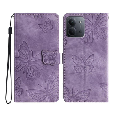 Skin-feel Embossed Butterfly Leather Phone Case, For Redmi K90 Pro Max / Poco F8 Ultra, For Redmi K90 / Poco F8 Pro, For Redmi 15C 5G / 4G EU 173mm, For Redmi 15 5G / 4G EU 171mm, For Redmi 15C 5G / 4G Global 171mm
