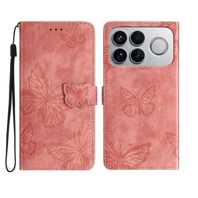 Skin-feel Embossed Butterfly Leather Phone Case, For Redmi K90 Pro Max / Poco F8 Ultra, For Redmi K90 / Poco F8 Pro, For Redmi 15C 5G / 4G EU 173mm, For Redmi 15 5G / 4G EU 171mm, For Redmi 15C 5G / 4G Global 171mm