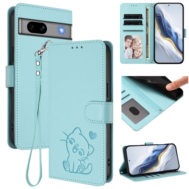 Embossed Heart Cat Leather Phone Case with Hand Strap, For Google Pixel 11 Pro XL, For Google Pixel 11 Pro / Pixel 11, For Google Pixel 10 Pro XL / 9 Pro XL, For Google Pixel 10 / 10 Pro / 9 Pro, For Google Pixel 9a, For Google Pixel 8a                ...