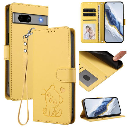 Embossed Heart Cat Leather Phone Case with Hand Strap, For Google Pixel 11 Pro XL, For Google Pixel 11 Pro / Pixel 11, For Google Pixel 10 Pro XL / 9 Pro XL, For Google Pixel 10 / 10 Pro / 9 Pro, For Google Pixel 9a, For Google Pixel 8a                ...