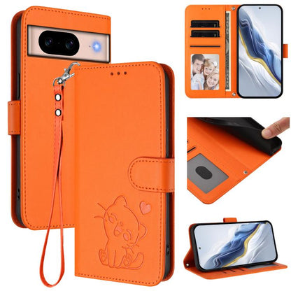 Embossed Heart Cat Leather Phone Case with Hand Strap, For Google Pixel 11 Pro XL, For Google Pixel 11 Pro / Pixel 11, For Google Pixel 10 Pro XL / 9 Pro XL, For Google Pixel 10 / 10 Pro / 9 Pro, For Google Pixel 9a, For Google Pixel 8a                ...