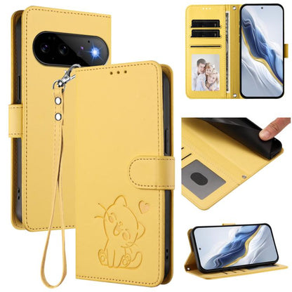 Embossed Heart Cat Leather Phone Case with Hand Strap, For Google Pixel 11 Pro XL, For Google Pixel 11 Pro / Pixel 11, For Google Pixel 10 Pro XL / 9 Pro XL, For Google Pixel 10 / 10 Pro / 9 Pro, For Google Pixel 9a, For Google Pixel 8a                ...