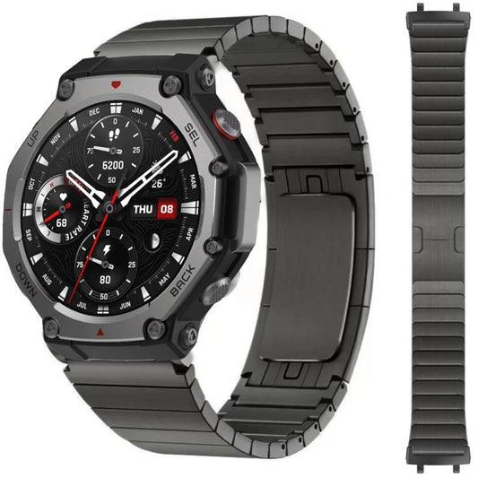 One Beads Side Detachable Stainless Steel Watch Band, For  Amazfit T-Rex 3, For  Amazfit T-Rex 2, For Amazfit T-Rex Pro