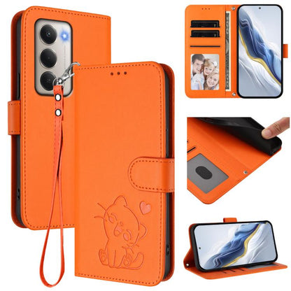 Embossed Heart Cat Leather Phone Case with Hand Strap, For Xiaomi Poco M7 4G 169mm, For Redmi 15 5G Global / 15 4G SEA 169.5mm, For Redmi 15 5G / 4G EU 171mm, For Redmi 15C 5G / 4G Global 171mm / Poco C85 4G, For Redmi 13 4G / 5G / 13x / Xiaomi Poco M6...