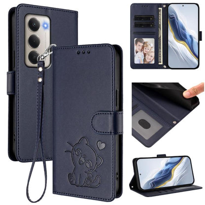 Embossed Heart Cat Leather Phone Case with Hand Strap, For Xiaomi Poco M7 4G 169mm, For Redmi 15 5G Global / 15 4G SEA 169.5mm, For Redmi 15 5G / 4G EU 171mm, For Redmi 15C 5G / 4G Global 171mm / Poco C85 4G, For Redmi 13 4G / 5G / 13x / Xiaomi Poco M6...