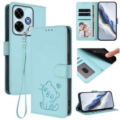 Embossed Heart Cat Leather Phone Case with Hand Strap, For Xiaomi Poco M7 4G 169mm, For Redmi 15 5G Global / 15 4G SEA 169.5mm, For Redmi 15 5G / 4G EU 171mm, For Redmi 15C 5G / 4G Global 171mm / Poco C85 4G, For Redmi 13 4G / 5G / 13x / Xiaomi Poco M6...
