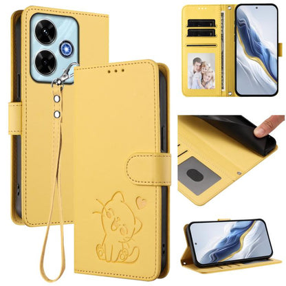 Embossed Heart Cat Leather Phone Case with Hand Strap, For Xiaomi Poco M7 4G 169mm, For Redmi 15 5G Global / 15 4G SEA 169.5mm, For Redmi 15 5G / 4G EU 171mm, For Redmi 15C 5G / 4G Global 171mm / Poco C85 4G, For Redmi 13 4G / 5G / 13x / Xiaomi Poco M6...