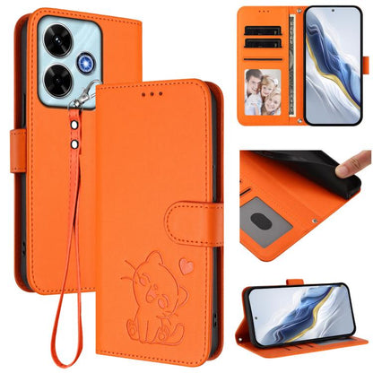 Embossed Heart Cat Leather Phone Case with Hand Strap, For Xiaomi Poco M7 4G 169mm, For Redmi 15 5G Global / 15 4G SEA 169.5mm, For Redmi 15 5G / 4G EU 171mm, For Redmi 15C 5G / 4G Global 171mm / Poco C85 4G, For Redmi 13 4G / 5G / 13x / Xiaomi Poco M6...
