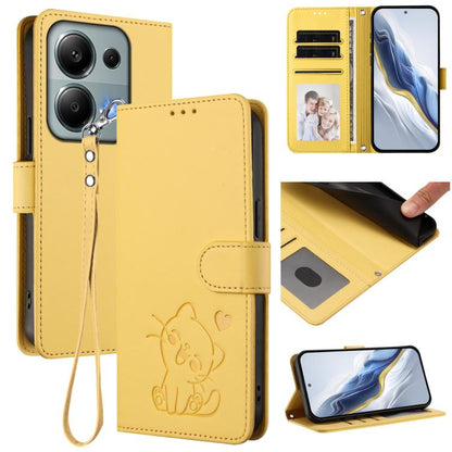 Embossed Heart Cat Leather Phone Case with Hand Strap, For Xiaomi Poco M7 4G 169mm, For Redmi 15 5G Global / 15 4G SEA 169.5mm, For Redmi 15 5G / 4G EU 171mm, For Redmi 15C 5G / 4G Global 171mm / Poco C85 4G, For Redmi 13 4G / 5G / 13x / Xiaomi Poco M6...