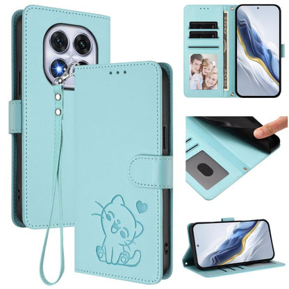 Embossed Heart Cat Leather Phone Case with Hand Strap, For Xiaomi Poco M7 4G 169mm, For Redmi 15 5G Global / 15 4G SEA 169.5mm, For Redmi 15 5G / 4G EU 171mm, For Redmi 15C 5G / 4G Global 171mm / Poco C85 4G, For Redmi 13 4G / 5G / 13x / Xiaomi Poco M6...