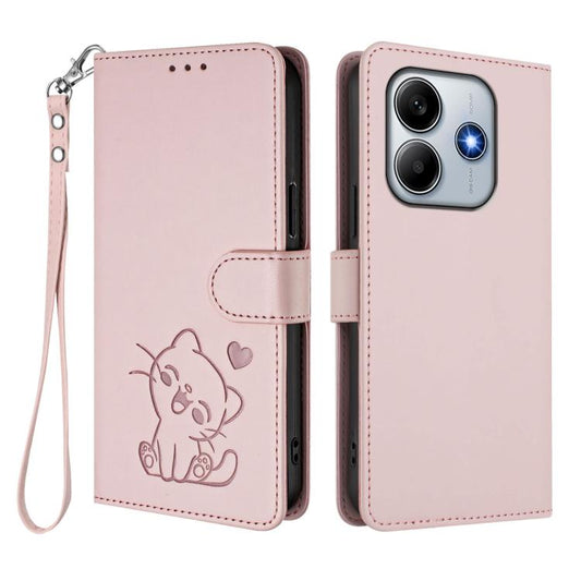 Embossed Heart Cat Leather Phone Case with Hand Strap, For Redmi Note 14 5G India / Xiaomi M7 Pro 5G, For Redmi Note 14 Pro 4G Global, For Redmi Note 14 4G 163.25mm, For Redmi A4 5G / A3 Pro / 14C 4G / 14R, For Redmi K70 Ultra 5G                       ...