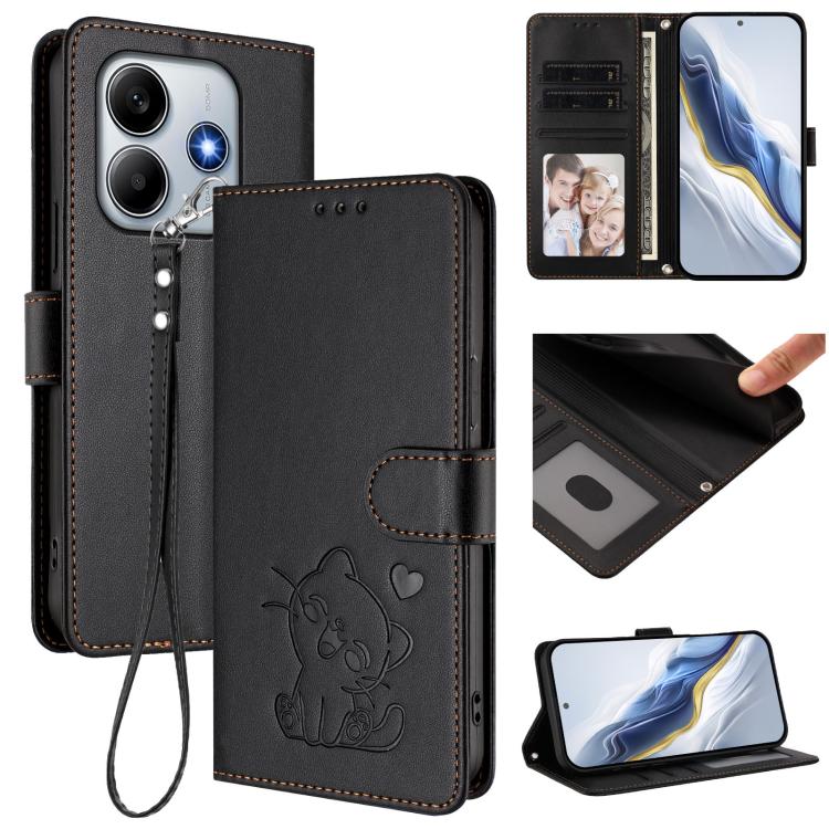Embossed Heart Cat Leather Phone Case with Hand Strap, For Redmi Note 14 5G India / Xiaomi M7 Pro 5G, For Redmi Note 14 Pro 4G Global, For Redmi Note 14 4G 163.25mm, For Redmi A4 5G / A3 Pro / 14C 4G / 14R, For Redmi K70 Ultra 5G                       ...