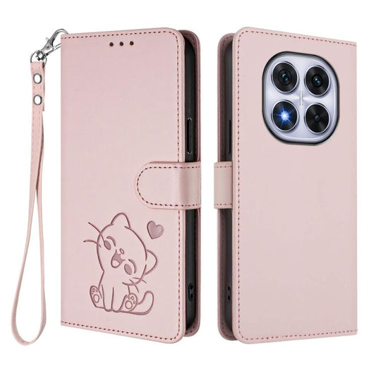 Embossed Heart Cat Leather Phone Case with Hand Strap, For Redmi Note 14 Pro 4G Global, For Redmi Note 14 4G 163.25mm, For Redmi A4 5G / A3 Pro / 14C 4G / 14R, For Redmi K70 Ultra 5G, For Redmi A3 4G / A3x / Xiaomi Poco C61                             ...