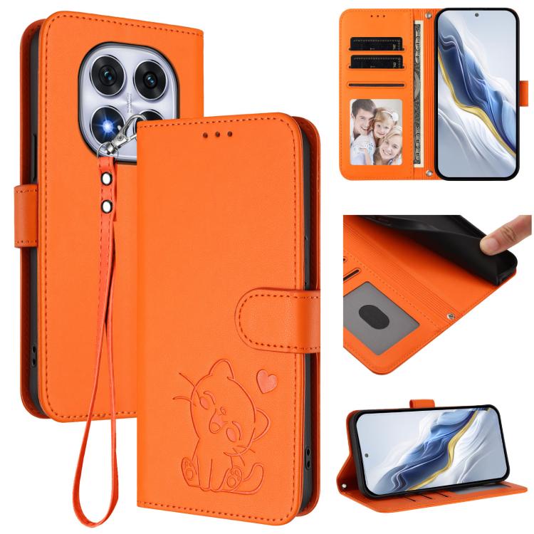 Embossed Heart Cat Leather Phone Case with Hand Strap, For Redmi Note 14 5G India / Xiaomi M7 Pro 5G, For Redmi Note 14 Pro 4G Global, For Redmi Note 14 4G 163.25mm, For Redmi A4 5G / A3 Pro / 14C 4G / 14R, For Redmi K70 Ultra 5G                       ...