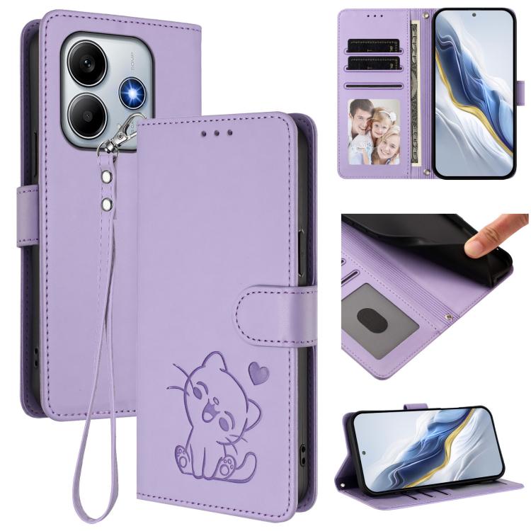 Embossed Heart Cat Leather Phone Case with Hand Strap, For Redmi Note 14 5G India / Xiaomi M7 Pro 5G, For Redmi Note 14 Pro 4G Global, For Redmi Note 14 4G 163.25mm, For Redmi A4 5G / A3 Pro / 14C 4G / 14R, For Redmi K70 Ultra 5G                       ...
