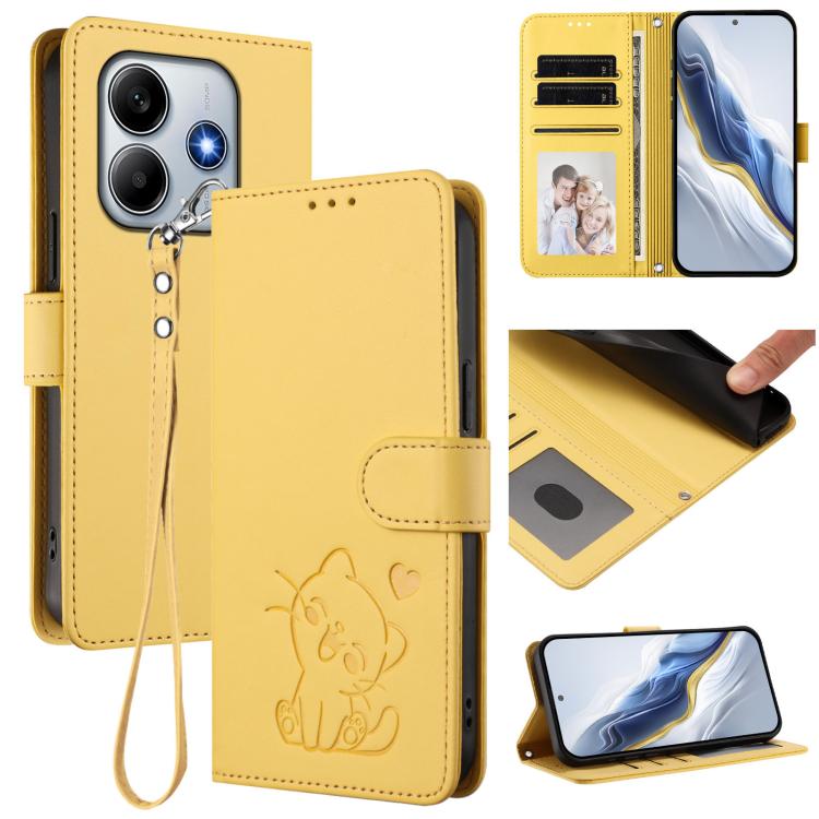 Embossed Heart Cat Leather Phone Case with Hand Strap, For Redmi Note 14 5G India / Xiaomi M7 Pro 5G, For Redmi Note 14 Pro 4G Global, For Redmi Note 14 4G 163.25mm, For Redmi A4 5G / A3 Pro / 14C 4G / 14R, For Redmi K70 Ultra 5G                       ...
