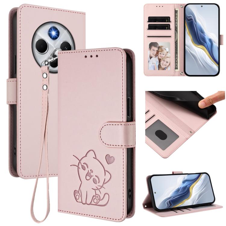 Embossed Heart Cat Leather Phone Case with Hand Strap, For Redmi Note 14 5G India / Xiaomi M7 Pro 5G, For Redmi Note 14 Pro 4G Global, For Redmi Note 14 4G 163.25mm, For Redmi A4 5G / A3 Pro / 14C 4G / 14R, For Redmi K70 Ultra 5G                       ...