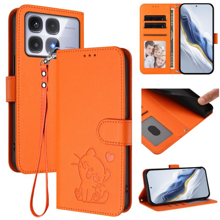 Embossed Heart Cat Leather Phone Case with Hand Strap, For Redmi Note 14 5G India / Xiaomi M7 Pro 5G, For Redmi Note 14 Pro 4G Global, For Redmi Note 14 4G 163.25mm, For Redmi A4 5G / A3 Pro / 14C 4G / 14R, For Redmi K70 Ultra 5G                       ...