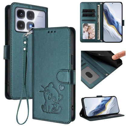Embossed Heart Cat Leather Phone Case with Hand Strap, For Redmi Note 14 5G India / Xiaomi M7 Pro 5G, For Redmi Note 14 Pro 4G Global, For Redmi Note 14 4G 163.25mm, For Redmi A4 5G / A3 Pro / 14C 4G / 14R, For Redmi K70 Ultra 5G                       ...