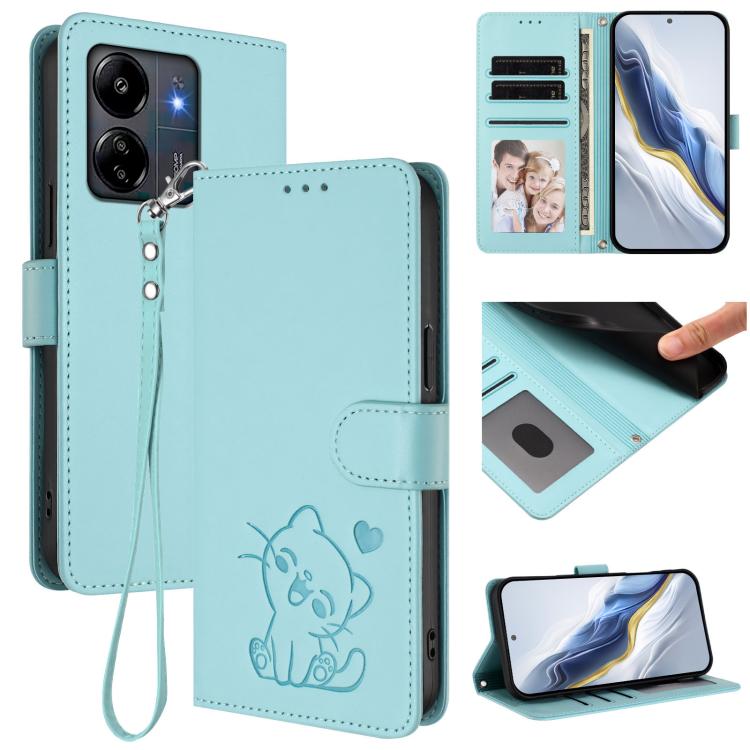 Embossed Heart Cat Leather Phone Case with Hand Strap, For Redmi Note 14 5G India / Xiaomi M7 Pro 5G, For Redmi Note 14 Pro 4G Global, For Redmi Note 14 4G 163.25mm, For Redmi A4 5G / A3 Pro / 14C 4G / 14R, For Redmi K70 Ultra 5G                       ...