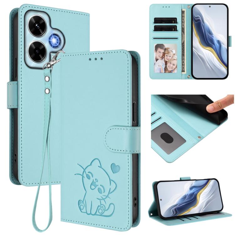 Embossed Heart Cat Leather Phone Case with Hand Strap, For Redmi Note 14 5G India / Xiaomi M7 Pro 5G, For Redmi Note 14 Pro 4G Global, For Redmi Note 14 4G 163.25mm, For Redmi A4 5G / A3 Pro / 14C 4G / 14R, For Redmi K70 Ultra 5G                       ...