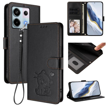 Embossed Heart Cat Leather Phone Case with Hand Strap, For Redmi Note 14 5G India / Xiaomi M7 Pro 5G, For Redmi Note 14 Pro 4G Global, For Redmi Note 14 4G 163.25mm, For Redmi A4 5G / A3 Pro / 14C 4G / 14R, For Redmi K70 Ultra 5G                       ...