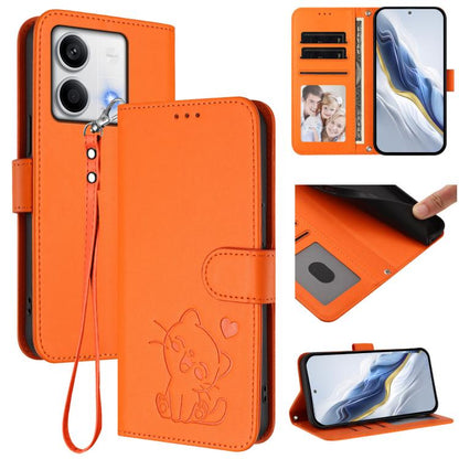 Embossed Heart Cat Leather Phone Case with Hand Strap, For Redmi Note 13 5G Global, For Redmi Note 13 Pro+ 5G Global, For Redmi 12 4G / 5G / Note 12R, For Redmi K50i / Note 12T Pro, For Redmi Note 12 Turbo 5G / Xiaomi Poco F5, For Redmi K60 / K60 Pro  ...