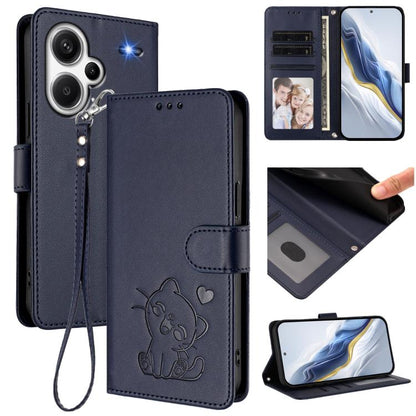 Embossed Heart Cat Leather Phone Case with Hand Strap, For Redmi Note 13 Pro+ 5G Global, For Redmi 12 4G / 5G / Note 12R, For Redmi K50i / Note 12T Pro, For Redmi Note 12 Turbo 5G / Xiaomi Poco F5, For Redmi K60 / K60 Pro                               ...