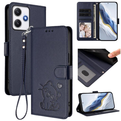 Embossed Heart Cat Leather Phone Case with Hand Strap, For Redmi Note 13 Pro+ 5G Global, For Redmi 12 4G / 5G / Note 12R, For Redmi K50i / Note 12T Pro, For Redmi Note 12 Turbo 5G / Xiaomi Poco F5, For Redmi K60 / K60 Pro                               ...