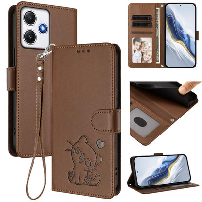 Embossed Heart Cat Leather Phone Case with Hand Strap, For Redmi Note 13 Pro+ 5G Global, For Redmi 12 4G / 5G / Note 12R, For Redmi K50i / Note 12T Pro, For Redmi Note 12 Turbo 5G / Xiaomi Poco F5, For Redmi K60 / K60 Pro                               ...