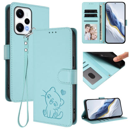 Embossed Heart Cat Leather Phone Case with Hand Strap, For Redmi Note 13 Pro+ 5G Global, For Redmi 12 4G / 5G / Note 12R, For Redmi K50i / Note 12T Pro, For Redmi Note 12 Turbo 5G / Xiaomi Poco F5, For Redmi K60 / K60 Pro                               ...