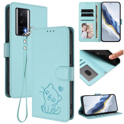 Embossed Heart Cat Leather Phone Case with Hand Strap, For Redmi Note 13 Pro+ 5G Global, For Redmi 12 4G / 5G / Note 12R, For Redmi K50i / Note 12T Pro, For Redmi Note 12 Turbo 5G / Xiaomi Poco F5, For Redmi K60 / K60 Pro                               ...
