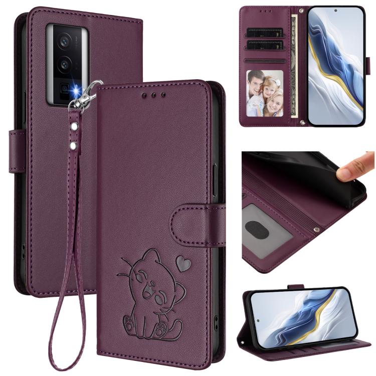 Embossed Heart Cat Leather Phone Case with Hand Strap, For Redmi Note 13 Pro+ 5G Global, For Redmi 12 4G / 5G / Note 12R, For Redmi K50i / Note 12T Pro, For Redmi Note 12 Turbo 5G / Xiaomi Poco F5, For Redmi K60 / K60 Pro                               ...