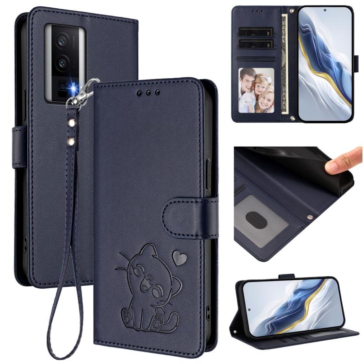 Embossed Heart Cat Leather Phone Case with Hand Strap, For Redmi Note 13 Pro+ 5G Global, For Redmi 12 4G / 5G / Note 12R, For Redmi K50i / Note 12T Pro, For Redmi Note 12 Turbo 5G / Xiaomi Poco F5, For Redmi K60 / K60 Pro                               ...