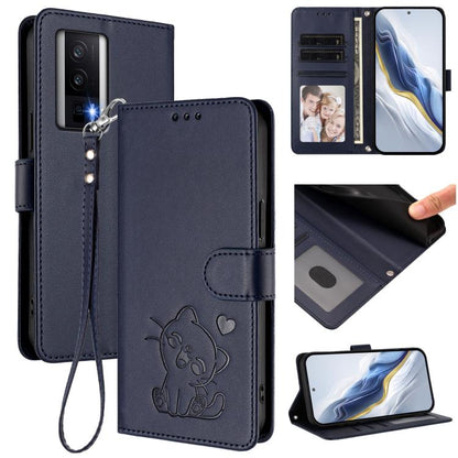 Embossed Heart Cat Leather Phone Case with Hand Strap, For Redmi Note 13 Pro+ 5G Global, For Redmi 12 4G / 5G / Note 12R, For Redmi K50i / Note 12T Pro, For Redmi Note 12 Turbo 5G / Xiaomi Poco F5, For Redmi K60 / K60 Pro                               ...