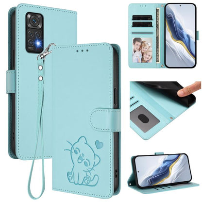 Embossed Heart Cat Leather Phone Case with Hand Strap, For Redmi Note 13 Pro+ 5G Global, For Redmi 12 4G / 5G / Note 12R, For Redmi K50i / Note 12T Pro, For Redmi Note 12 Turbo 5G / Xiaomi Poco F5, For Redmi K60 / K60 Pro                               ...