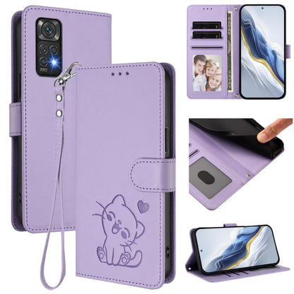 Embossed Heart Cat Leather Phone Case with Hand Strap, For Redmi Note 13 Pro+ 5G Global, For Redmi 12 4G / 5G / Note 12R, For Redmi K50i / Note 12T Pro, For Redmi Note 12 Turbo 5G / Xiaomi Poco F5, For Redmi K60 / K60 Pro                               ...
