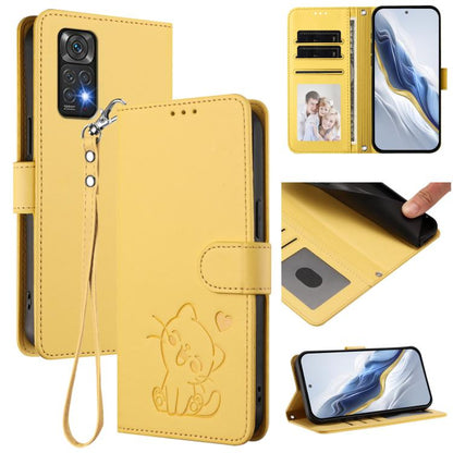 Embossed Heart Cat Leather Phone Case with Hand Strap, For Redmi Note 13 Pro+ 5G Global, For Redmi 12 4G / 5G / Note 12R, For Redmi K50i / Note 12T Pro, For Redmi Note 12 Turbo 5G / Xiaomi Poco F5, For Redmi K60 / K60 Pro                               ...