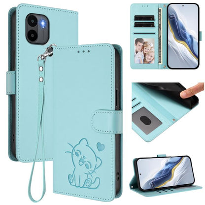 Embossed Heart Cat Leather Phone Case with Hand Strap, For Redmi Note 13 Pro+ 5G Global, For Redmi 12 4G / 5G / Note 12R, For Redmi K50i / Note 12T Pro, For Redmi Note 12 Turbo 5G / Xiaomi Poco F5, For Redmi K60 / K60 Pro                               ...