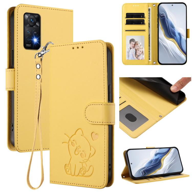 Embossed Heart Cat Leather Phone Case with Hand Strap, For Redmi Note 13 Pro+ 5G Global, For Redmi 12 4G / 5G / Note 12R, For Redmi K50i / Note 12T Pro, For Redmi Note 12 Turbo 5G / Xiaomi Poco F5, For Redmi K60 / K60 Pro                               ...