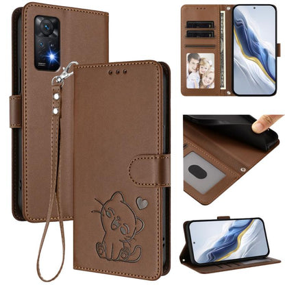 Embossed Heart Cat Leather Phone Case with Hand Strap, For Redmi Note 13 Pro+ 5G Global, For Redmi 12 4G / 5G / Note 12R, For Redmi K50i / Note 12T Pro, For Redmi Note 12 Turbo 5G / Xiaomi Poco F5, For Redmi K60 / K60 Pro                               ...